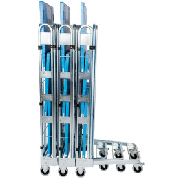 Nestbarer Rollbehälter Large, 725 x 820 x 1.780 mm, 3-seitig, 2 Zwischenböden, Nutzhöhe 1.540 mm, Rollplatte aus Kunststoff, 500 kg