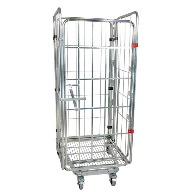 Nestbarer Rollbehälter Large, 725 x 820 x 1.780 mm, 4-seitig, Nutzhöhe 1.540 mm, Rollplatte aus Metall, 500 kg