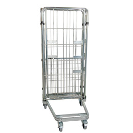 Nestbarer Rollbehälter Large, 725 x 820 x 1.780 mm, 4-seitig, Nutzhöhe 1.540 mm, Rollplatte aus Metall, 500 kg