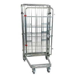 Nestbarer Rollbehälter Large, 725 x 820 x 1.780 mm, 4-seitig, 1 Zwischenboden, Nutzhöhe 1.540 mm, Rollplatte aus Metall, 500 kg