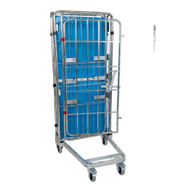 Nestbarer Rollbehälter Large, 725 x 820 x 1.780 mm, 4-seitig, 1 Zwischenboden, Nutzhöhe 1.540 mm, Rollplatte aus Kunststoff, 500 kg