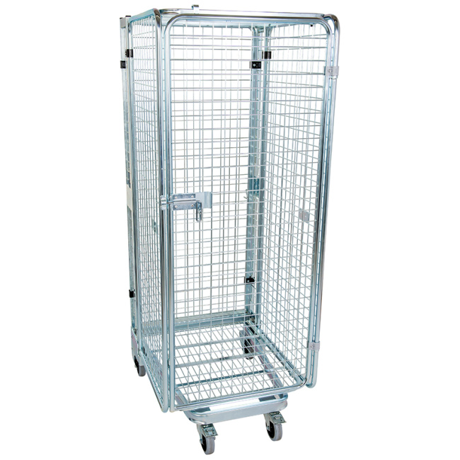 Nestbarer Rollbehälter ADB, 725 x 820 x 1.890 mm, 5-seitig, Diebstahlschutz, Nutzhöhe 1.615 mm, Rollplatte aus Metall, 500 kg