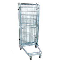 Nestbarer Rollbehälter ADB, 725 x 820 x 1.890 mm, 5-seitig, Diebstahlschutz, 1 Zwischenboden, Nutzhöhe 1.615 mm, Rollplatte aus Metall, 500 kg