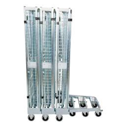 Nestbarer Rollbehälter ADB, 725 x 820 x 1.890 mm, 5-seitig, Diebstahlschutz, 1 Zwischenboden, Nutzhöhe 1.615 mm, Rollplatte aus Metall, 500 kg