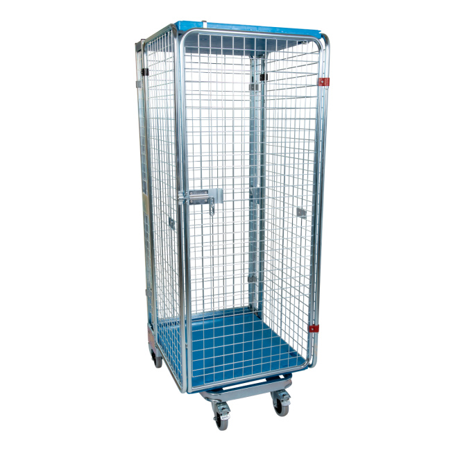 Nestbarer Rollbehälter ADB-E, 725 x 820 x 1.890 mm, 5-seitig, Diebstahlschutz, Dach aus Kunststoff, Nutzhöhe 1.615 mm, Rollplatte aus Kunststoff, 500 kg