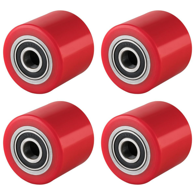 4 Stück Hubwagenrollen Polyurethan 80 x 60 mm, Achse 20 mm inkl. Kugellager - Ersatzrollen