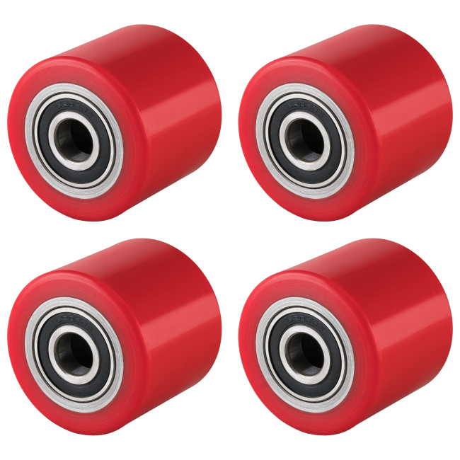4 Stück Hubwagenrollen Polyurethan 80 x 60 mm, Achse 20 mm inkl. Kugellager