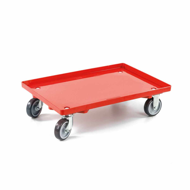 Transportroller Light, Boden geschlossen, ABS Kunststoff, 415 x 615 x 175 mm, 250 kg, Verkehrsrot