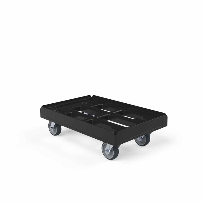 Transportroller Classic, Rahmen offen, HDPE Kunststoff, 410 x 610 x 190 mm, 300 kg, Schwarz