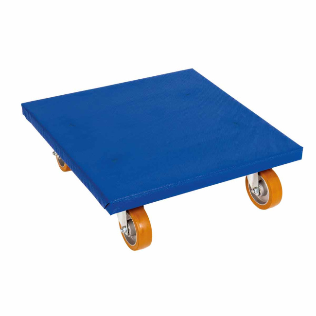 Möbelroller Holz, Rollen ø 125 mm Polyurethan, 600 x 600 mm, Anti-Rutschbelag, 1.200 kg, Blau