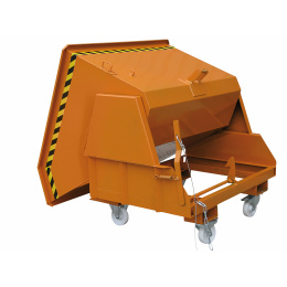 Kippbehälter mit Abrollkufen Abrollautomatik - 600 Liter - 1000 kg - Orange