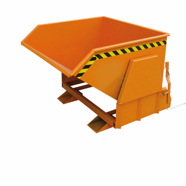 Kippbehälter mit Abrollkufen Abrollautomatik - 750 Liter - 1000 kg - Orange