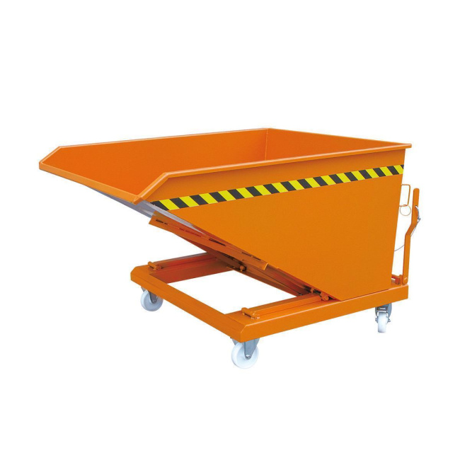 Kippbehälter mit flachem Kippwinkel - 400 Liter - Traglast 1500 kg - Orange