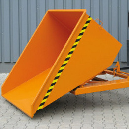 Kippbehälter mit flachem Kippwinkel - 500 Liter - Traglast 1000 kg - Orange