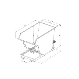 Kippbehälter mit steilem Kippwinkel - 500 Liter - Traglast 2500 kg - Orange