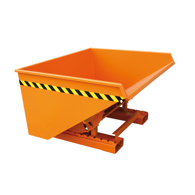 Kippbehälter mit Abrollkufen - Volumen 300 Liter - Traglast 750 kg - Orange