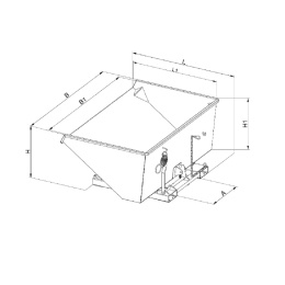 Kippbehälter mit Abrollkufen - Volumen 2500 Liter - Traglast 2000 kg - Orange