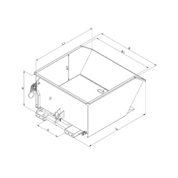Spänebehälter mit Lochblech-Boden und Ablasshahn - 750 Liter - 1000 kg - Orange