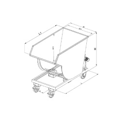Spänebehälter mit Siebblech-Einsatz und Ablasshahn - 500 Liter - 1000 kg - Orange