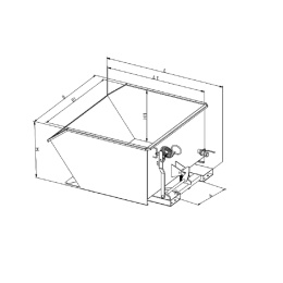 Spänebehälter niedrig Siebblech und Ablasshahn - 150 Liter - 1000 kg - Orange