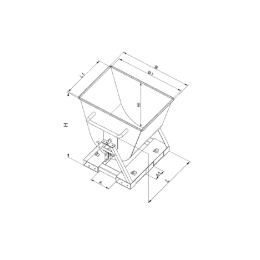 Kippmulde 2-seitig kippbar - 4-seitig anfahrbar - Volumen 600 Liter - 500 kg - Orange