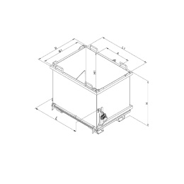 Schuttbehälter mit Klappboden - Volumen 750 Liter - Traglast 1500 kg - Orange