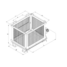 Gitterbehälter Bodenklappe - Volumen 1000 Liter - Traglast 500 kg - Orange