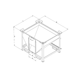 Silobehälter mit Auslaufschieber - Volumen 1000 Liter - Traglast 1500 kg - Orange