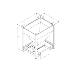 Silobehälter mit Dosier-Schiebeklappe - 300 Liter - Traglast 750 kg - Orange