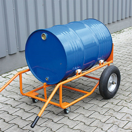 Fasskippbock mit luftgefüllten Reifen - 1 x Fass - Tragkraft 300 kg - Orange