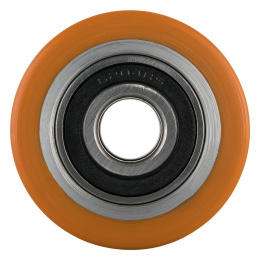 Hubwagenrollen Polyurethan braun 80 x 60, 70, 90, 100  mm - Achse 12, 17, 20, 25  mm inkl. Kugellager