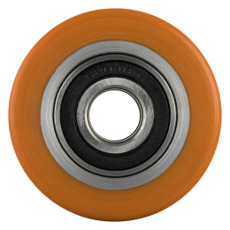 4 Stück Hubwagenrollen Polyurethan 80 x 70 mm, Achse 20 mm inkl Kugellager braun