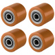 4 Stück Hubwagenrollen Polyurethan 80 x 70 mm, Achse 20 mm inkl Kugellager braun