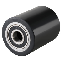 Hubwagenrollen Polyurethan schwarz 82 x 60, 70, 90, 100  mm - Achse 12, 17, 20, 25 mm inkl. Kugellager