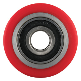 Hubwagenrollen Polyurethan rot 82 x 60, 70, 90, 100  mm - Achse 12, 17, 20, 25 mm inkl. Kugellager