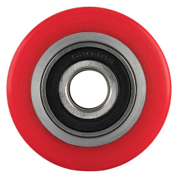Hubwagenrollen Polyurethan rot 82 x 60, 70, 90, 100  mm - Achse 12, 17, 20, 25 mm inkl. Kugellager