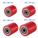 Hubwagenrollen Polyurethan rot 82 x 60, 70, 90, 100  mm - Achse 12, 17, 20, 25 mm inkl. Kugellager