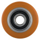 Hubwagenrolle Polyurethan braun 82 x 90 mm, Achse 17 mm inkl. Kugellager - Ersatzrolle