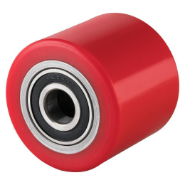 Hubwagenrolle Polyurethan rot 82 x 60 mm, Achse 25 mm...