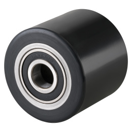 Hubwagenrolle Polyurethan schwarz 80 x 60 mm, Achse 20 mm...