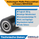 Hubwagenrolle Polyurethan schwarz 82 x 60 mm, Achse 17 mm inkl. Kugellager - Ersatzrolle
