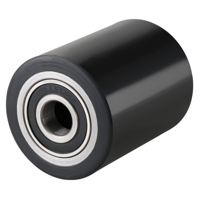 Hubwagenrolle Polyurethan schwarz 82 x 90 mm, Achse 17 mm inkl. Kugellager - Ersatzrolle