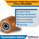 Hubwagenrolle Polyurethan braun 80 x 60 mm, Achse 17 mm inkl. Kugellager - Ersatzrolle