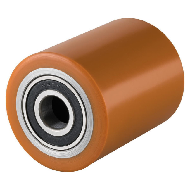 Hubwagenrolle Polyurethan braun 80 x 90 mm, Achse 20 mm inkl. Kugellager - Ersatzrolle