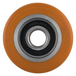 Hubwagenrolle Polyurethan braun 80 x 90 mm, Achse 25 mm...