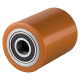 Hubwagenrolle Polyurethan braun 80 x 100 mm, Achse 12 mm inkl. Kugellager - Ersatzrolle