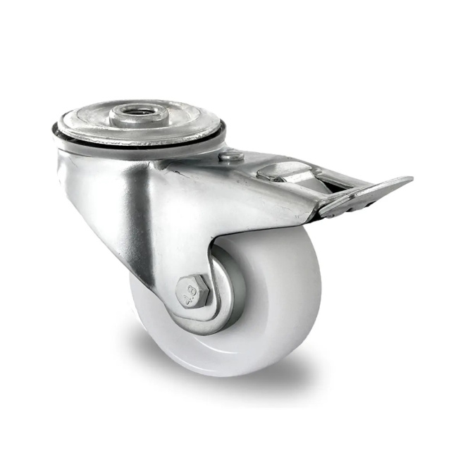 Polypropylen Lenkrolle mit Rückenloch mit Feststeller mit Rollenlager 160 mm